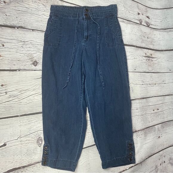 Soft Surroundings Pants - SOFT SURROUNDINGS women's soft blue tencel denim button cropped pants, size S P